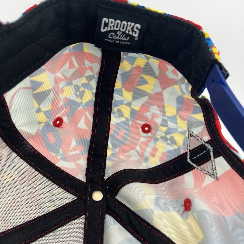 Crooks & Castles Colorful Geometric Snapback Hat All Over Print Adjustable Cap - Picture 8 of 11